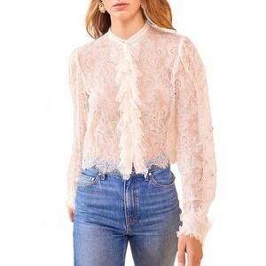 Ina Y2K Fairy Grunge Whimsigoth Sheer Lace Top Womens L White Romantic Gothic